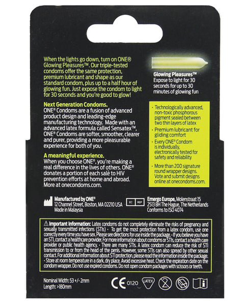 One Glowing Pleasures Condoms