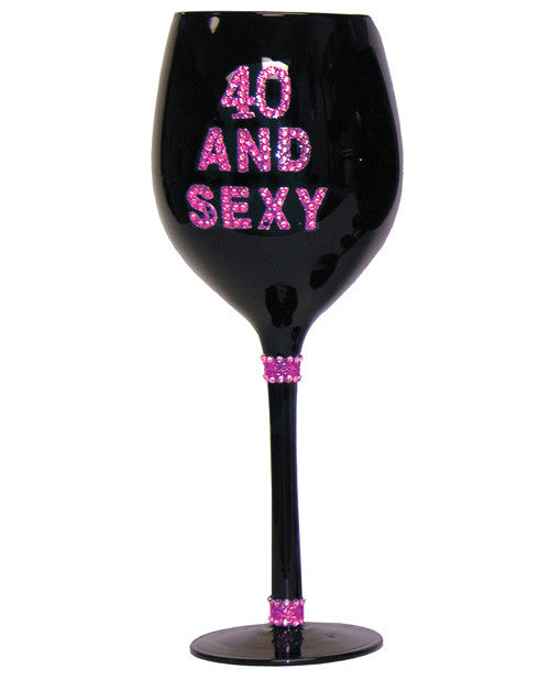 40 & Sexy Wine Glass - Black