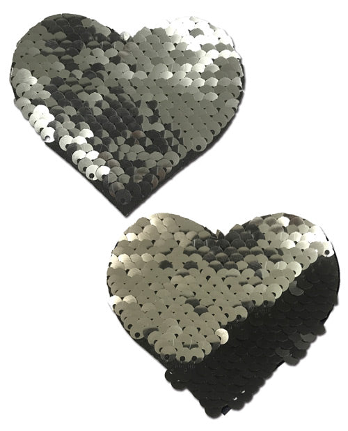 Color Changing Flip Sequins Heart - Slate/Black O/S