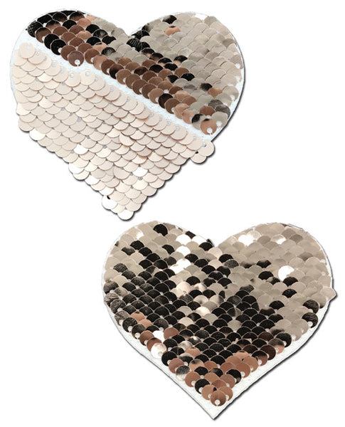 Color Changing Flip Sequins Heart - Rose Gold O/S