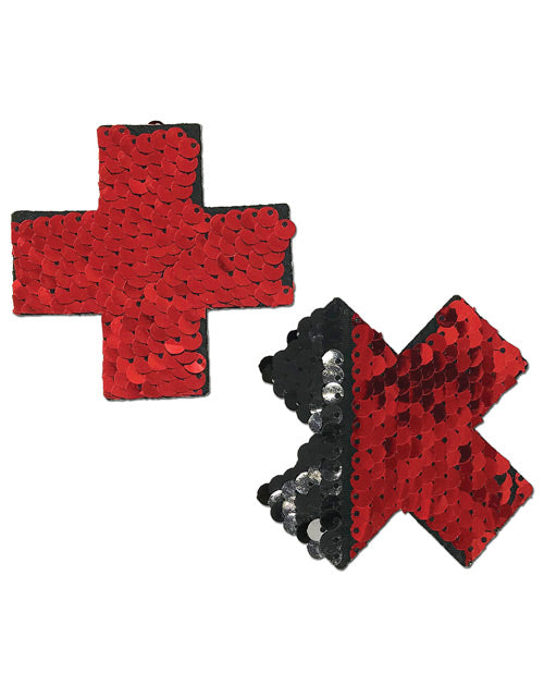 Color Changing Flip Sequins Cross - Red/Black O/S