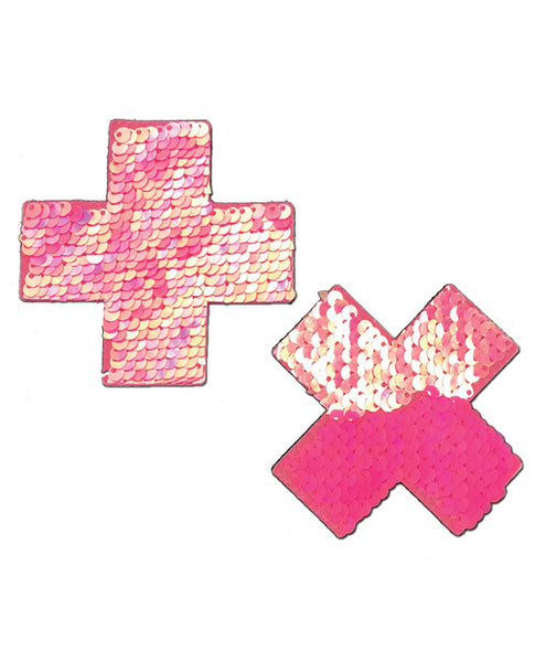 Color Changing Flip Sequins Cross - Pink O/S
