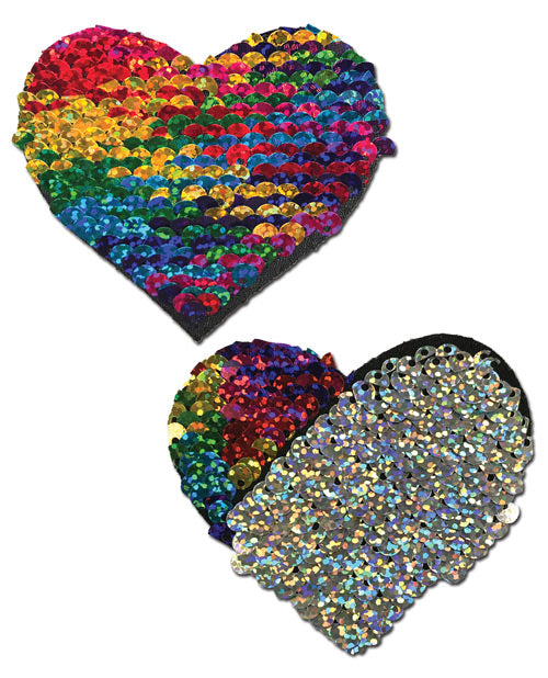 Color Changing Flip Sequins Heart - Rainbow O/S