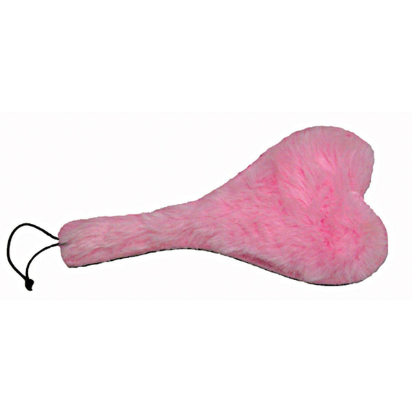 HEART PADDLE PINK PLUSH & BLACK LEATHER