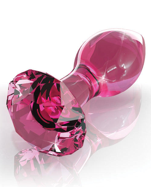 Blown Glass Diamond Butt Plug - Pink