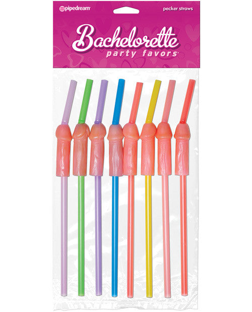 Penis Straws - Asst. Colors Pack of 8