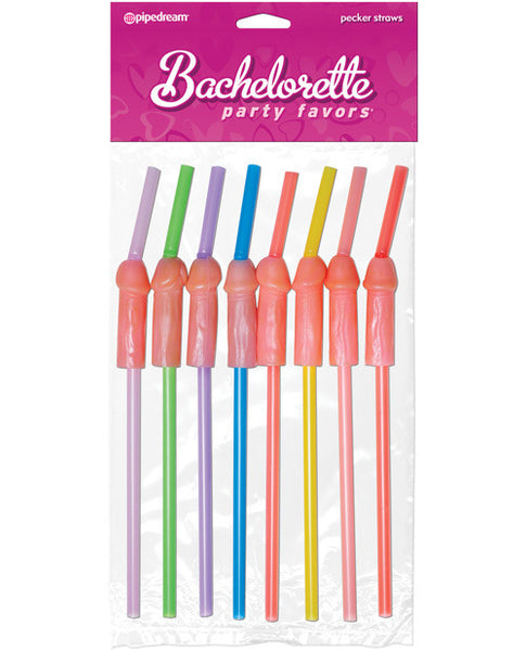 Penis Straws - Asst. Colors Pack of 8