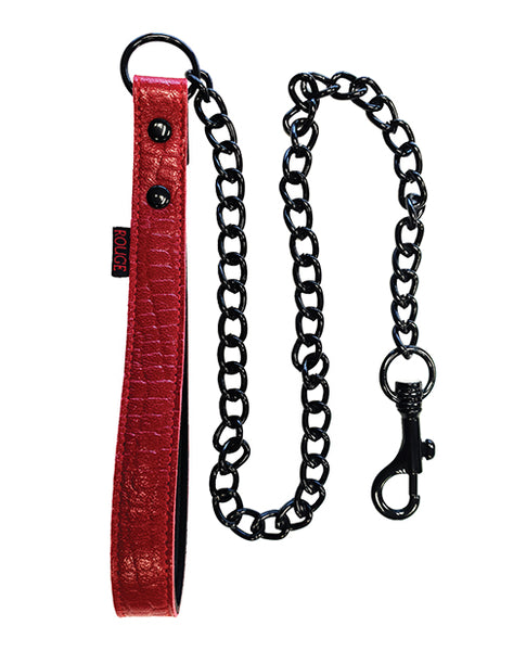Rouge Leather Handle Lead Dog Chain - Burgundy
