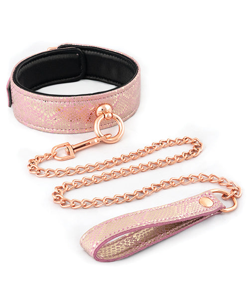 Pink Snake Print Collar & Leash