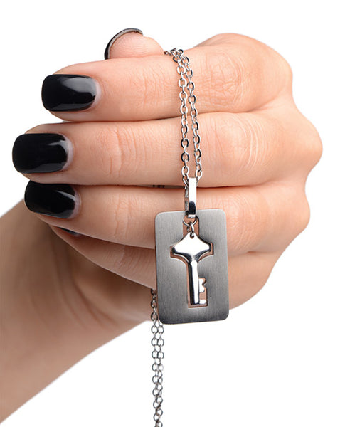 Cuffed Locking Bracelet w/Necklace Key